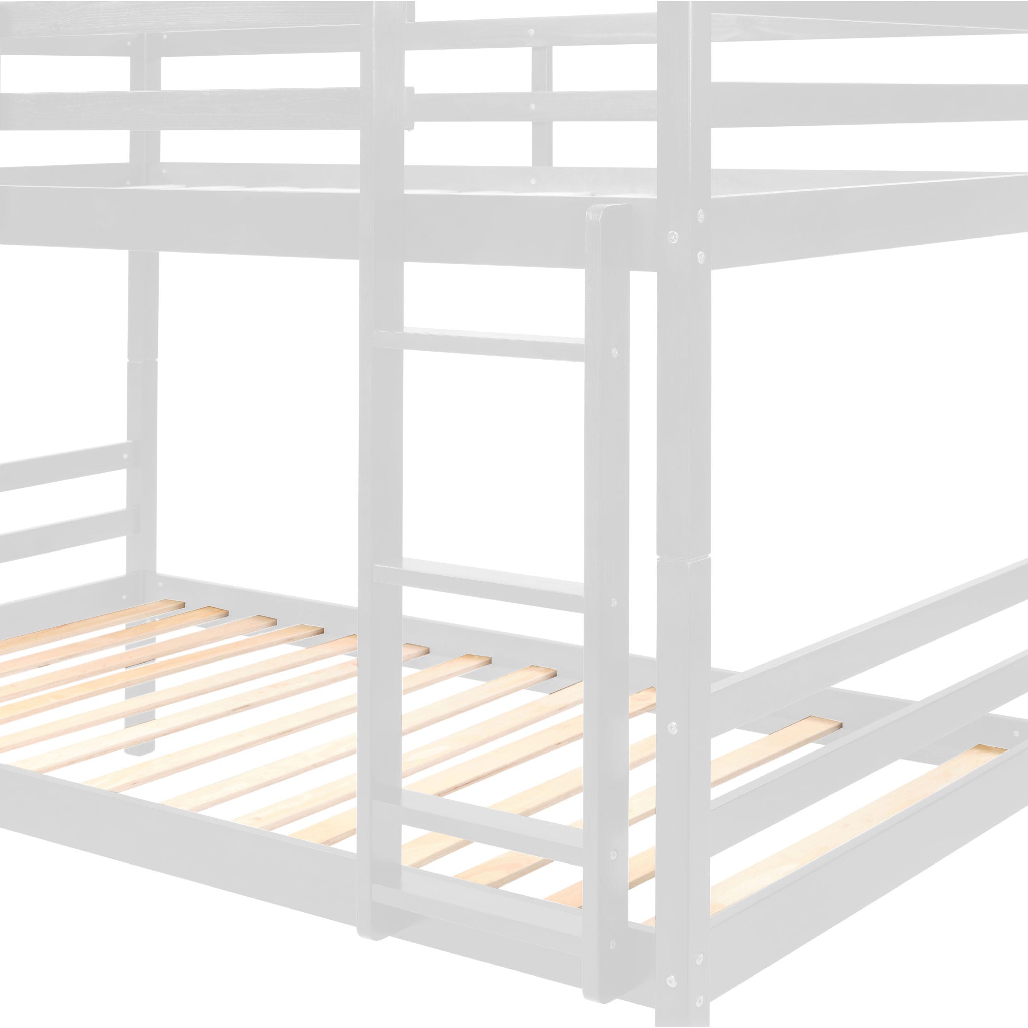 Twin Over Twin Bunk Bed With Ladder,Wooden Bunk Bed With High Guardrail And Ladder For Kids, Teens, Dorm Rooms, And Guest Rooms,No Box Spring Needed,White_voghion.com